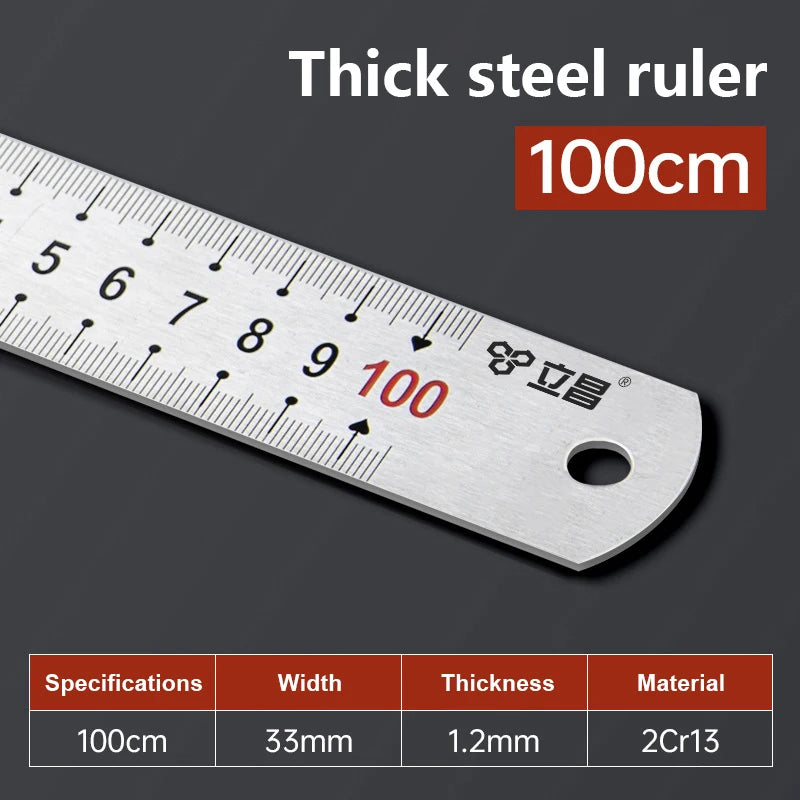 Metal Straight Ruler 15-100cm Stainless Steel Ruler Stationery Drafting Supplies Hand Tool Precision Double Sided Measuring Tool