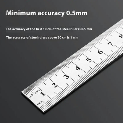 Metal Straight Ruler 15-100cm Stainless Steel Ruler Stationery Drafting Supplies Hand Tool Precision Double Sided Measuring Tool