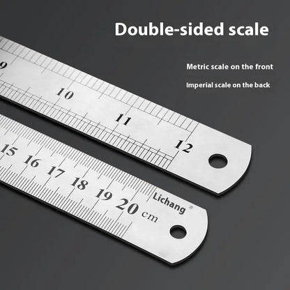 Metal Straight Ruler 15-100cm Stainless Steel Ruler Stationery Drafting Supplies Hand Tool Precision Double Sided Measuring Tool