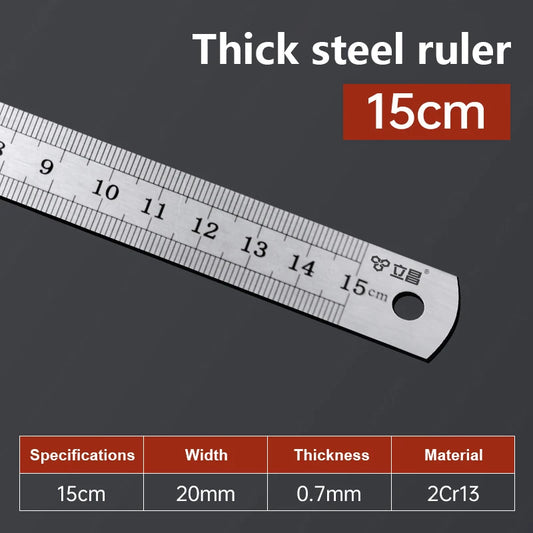 Metal Straight Ruler 15-100cm Stainless Steel Ruler Stationery Drafting Supplies Hand Tool Precision Double Sided Measuring Tool