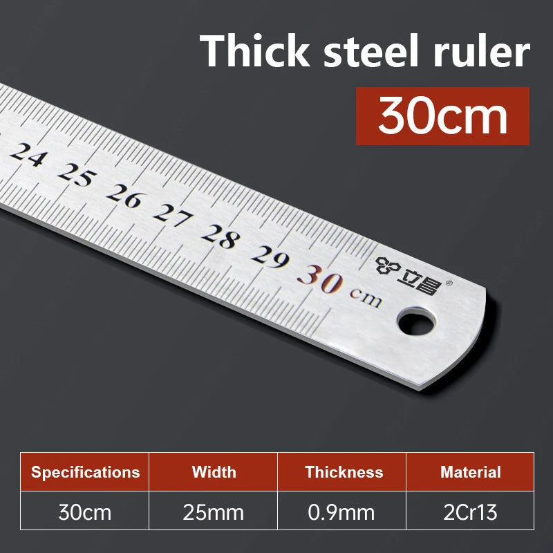 Metal Straight Ruler 15-100cm Stainless Steel Ruler Stationery Drafting Supplies Hand Tool Precision Double Sided Measuring Tool